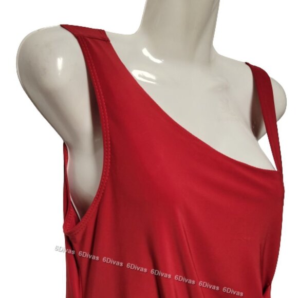 RED Sleeveless Stretchy Top With One Shoulder Strap Size M Size L - Picture 3 of 10